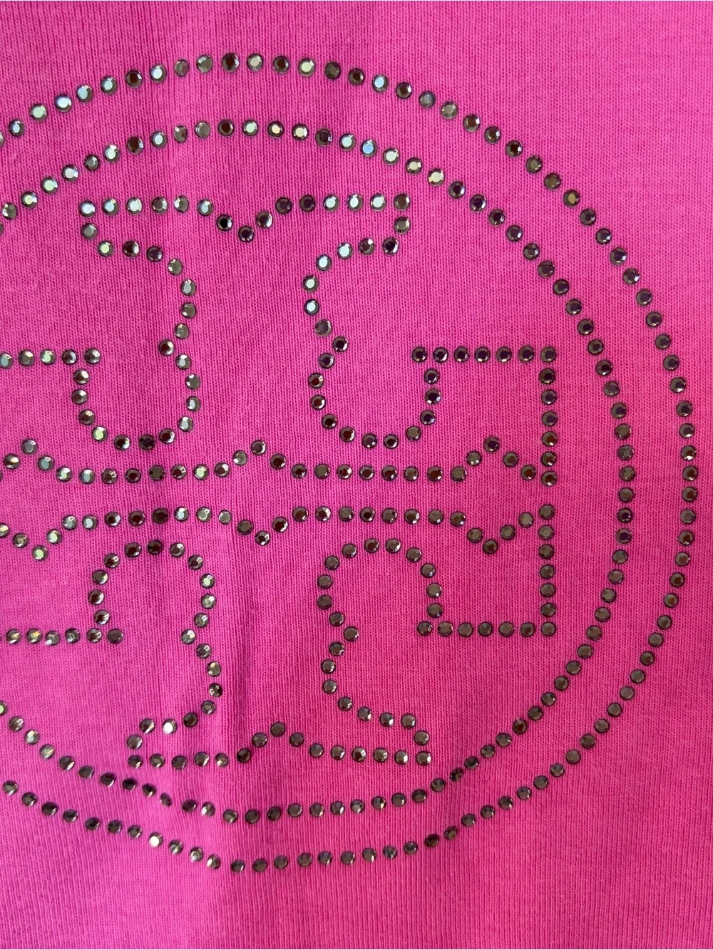 Tory Burch Pink Rhinestone Logo Tank Top S
